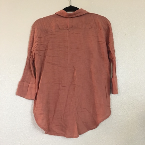 🌟Ecote orange button down collared shirt - Picture 5 of 6